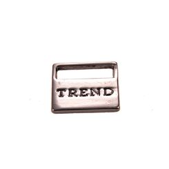 Металлический лейбл пришивной с лого TREND 15х15 мм, зеркальный черный никель