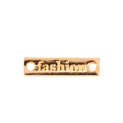 XY10996 Металлический лейбл пришивной c лого FASHION 20х5х1,2 мм (1 место 1000шт.) зеркальное золото