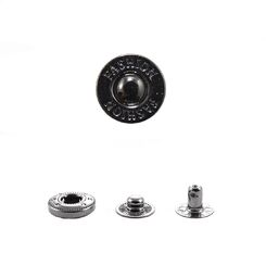 ASNSP0224L+486 Кнопка пружинный контакт 15 мм,  c лого FASHION, черный никель