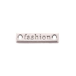 MP20*5 Металлический лейбл пришивной c лого FASHION 20х5х1,2 мм, матовый никель